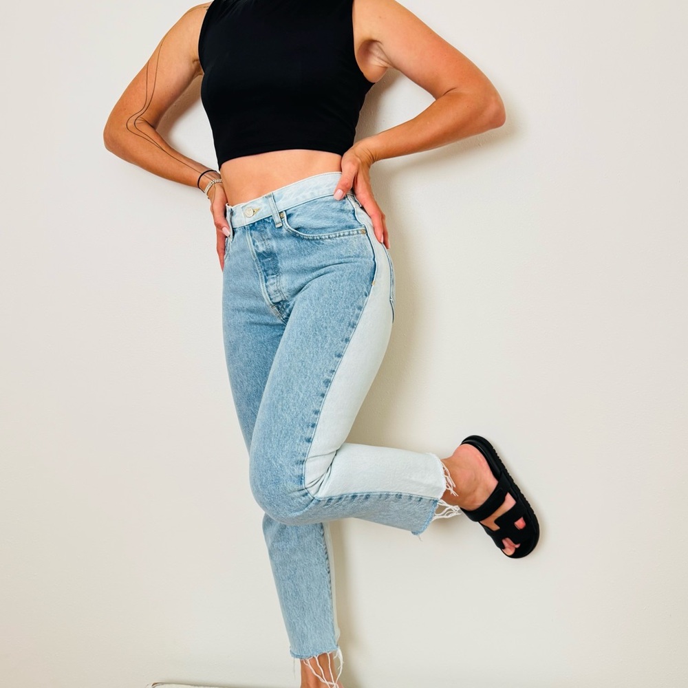 MNG Denim “Blue Edition” Two-Tone High-Waisted Jeans – Size 4 (EUR 36)